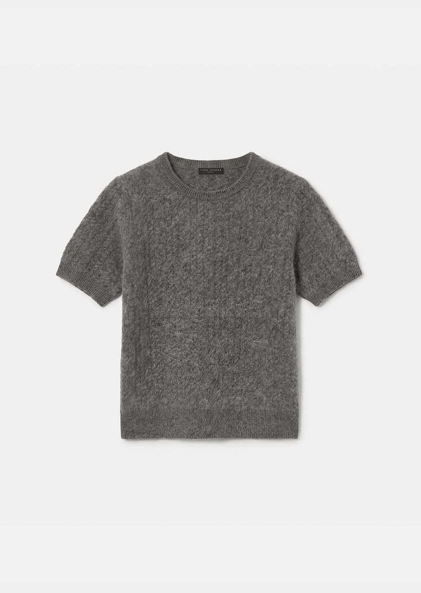 Pamela Sweater heather grey short-sleeved Gray grey TARA JARMON