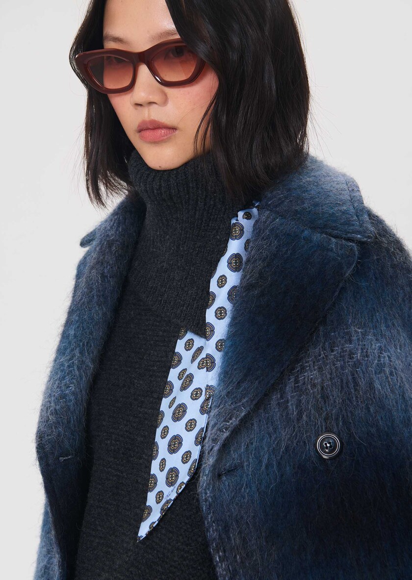 Fleece Sweater heather grey with a twisted turtleneck Gray grey TARA JARMON