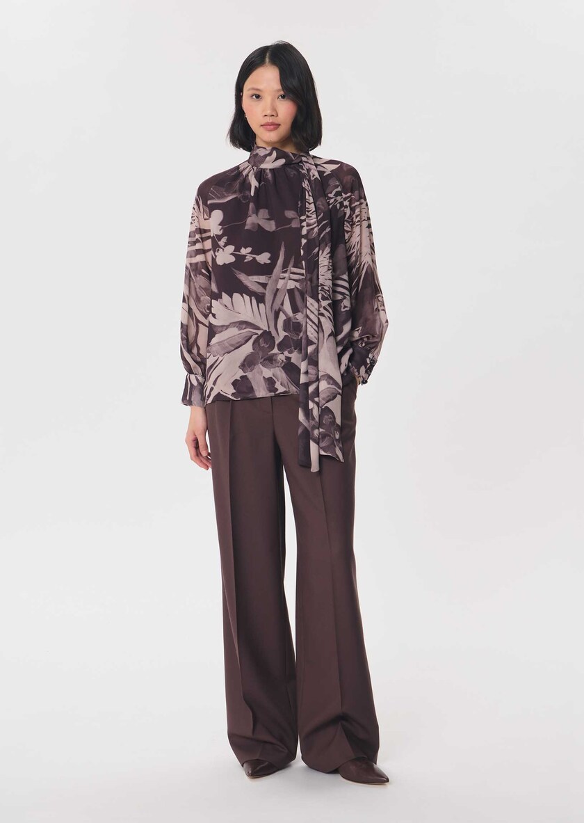 Top Terry Flowy floral print dress with a tie neck Fig TARA JARMON