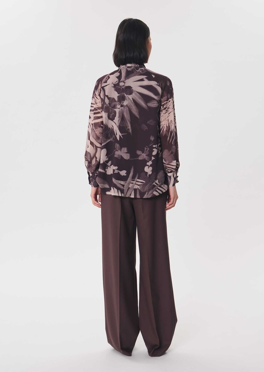 Top Terry Flowy floral print dress with a tie neck Fig TARA JARMON