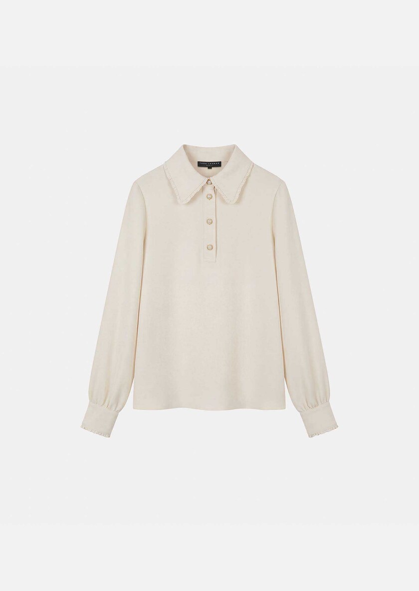 Top Tessy ecru with scalloped collar Off-white TARA JARMON
