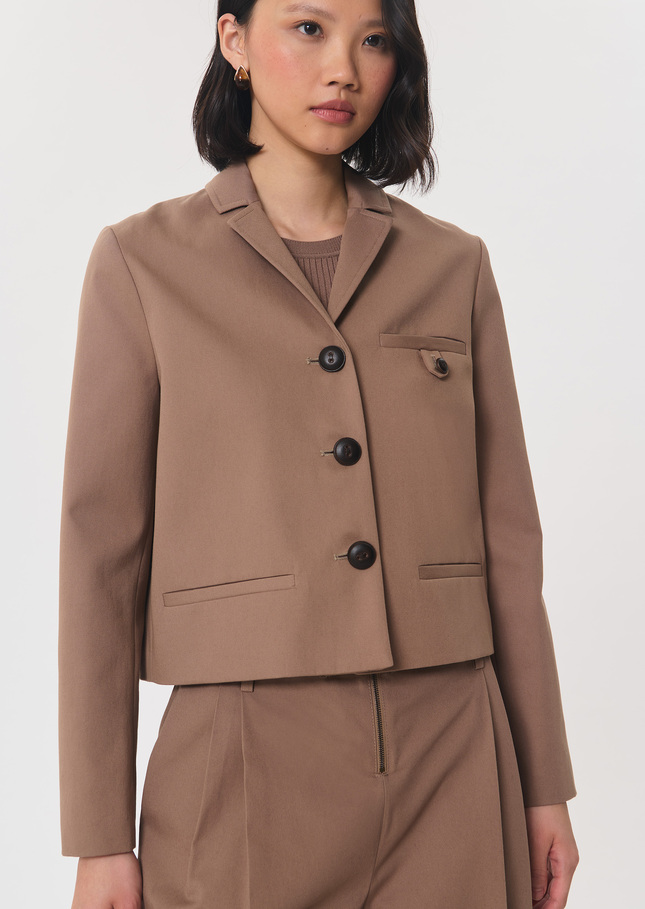 Vittorio Jacket short beige dress with patch pockets Caramel TARA JARMON