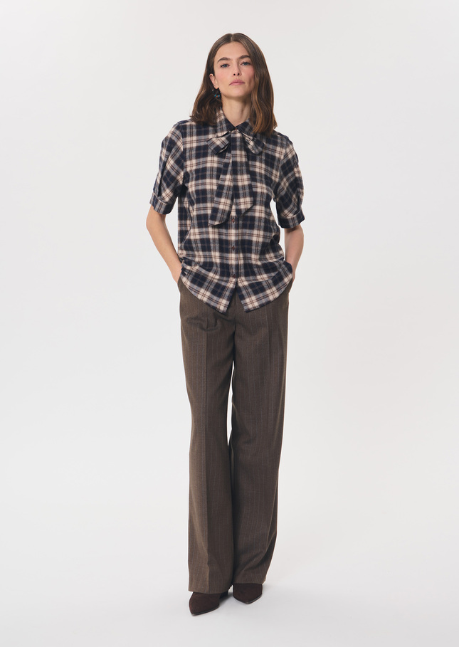 Carla shirt tonka and beige checkered lavallière Tonka TARA JARMON