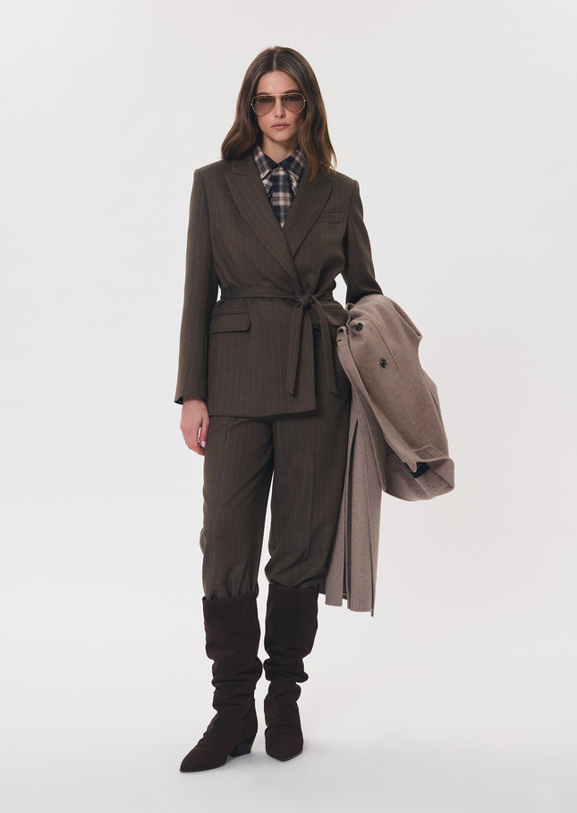 Virginia jacket brown striped belted Tonka TARA JARMON