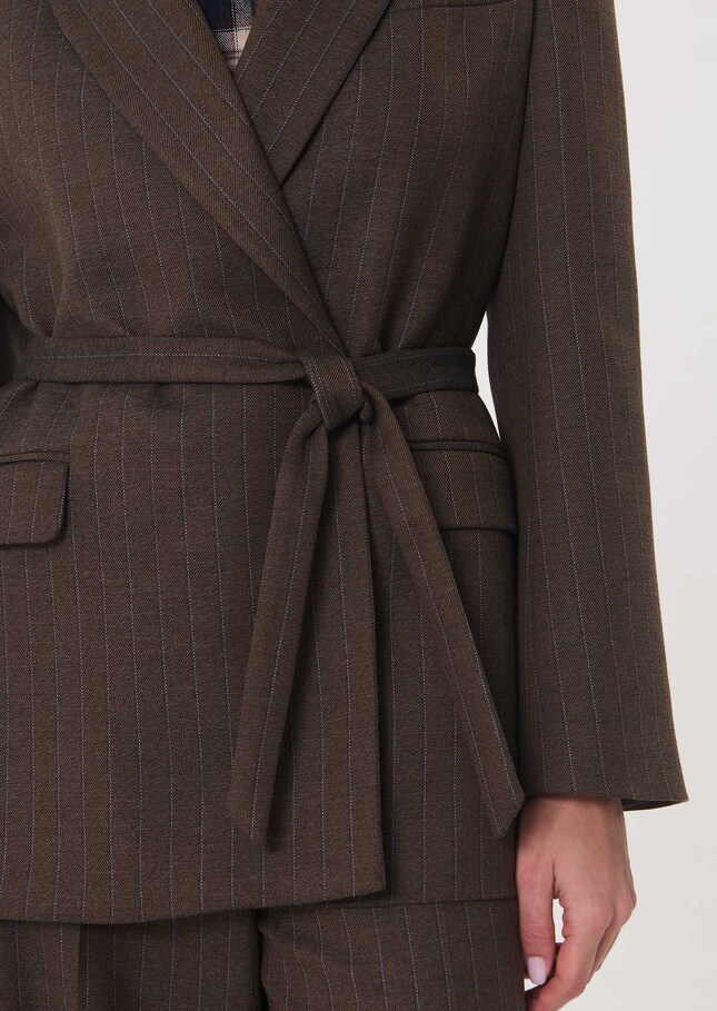 Virginia jacket brown striped belted Tonka TARA JARMON