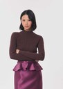 Prudie Pull Tonka ribbed sweater with a stand-up collar Céladon, Pourpre, Tonka TARA JARMON