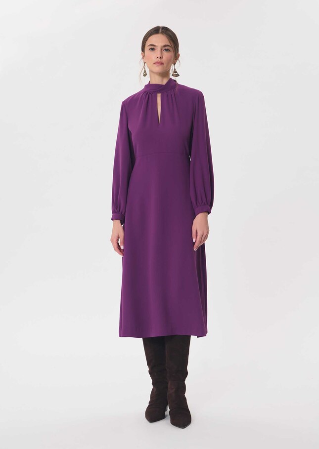 Rubben Dress blackberry with a tied collar Mûre TARA JARMON