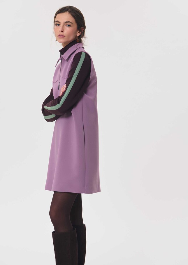 Riffi Dress short purple dress with contrasting collar Pourpre TARA JARMON
