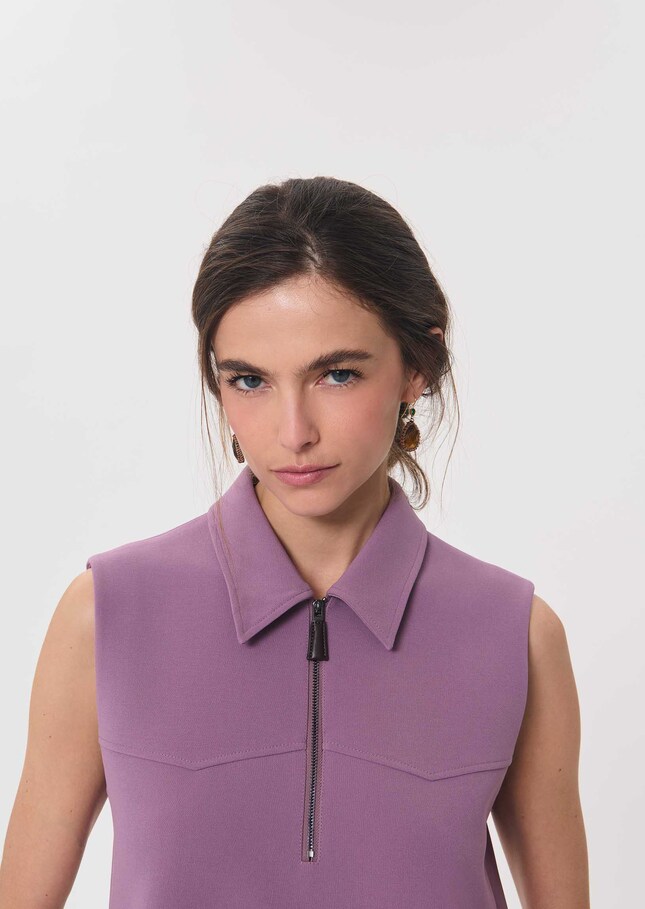 Riffi Dress short purple dress with contrasting collar Pourpre TARA JARMON