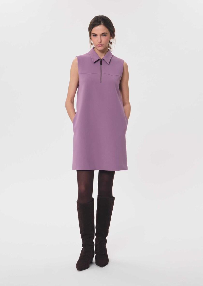 Riffi Dress short purple dress with contrasting collar Pourpre TARA JARMON