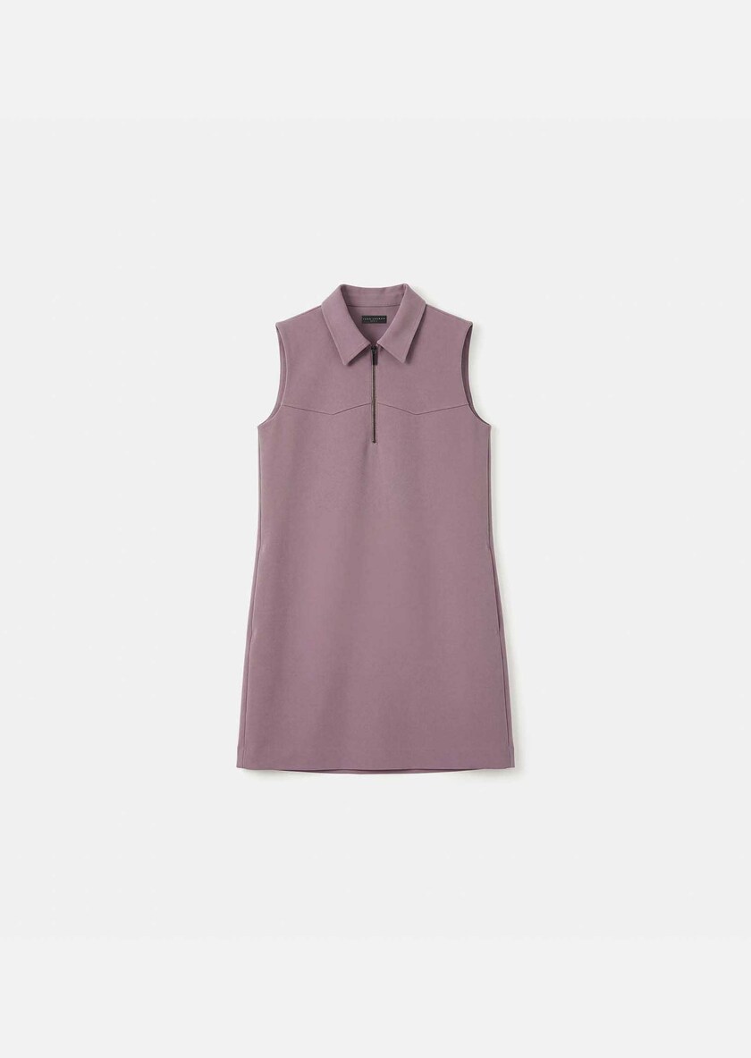Riffi Dress short purple dress with contrasting collar Pourpre TARA JARMON